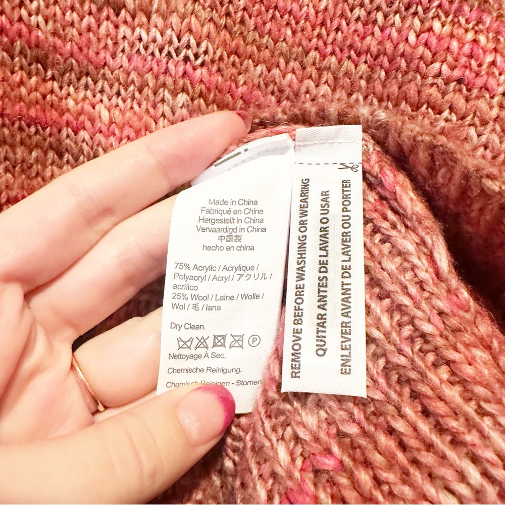 J Crew Space Dyed Mockneck Rasberry Pink Knit Sweater Size Medium - Picture 4 of 4